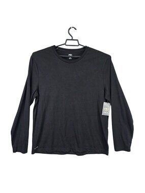 Mens Athletic Black Long Sleeve T Shirt Crew Neck Polyester Blend Size XL